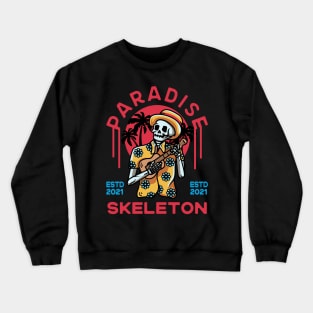 Paradise Skull With Guitar In the Beach Crewneck Sweatshirt